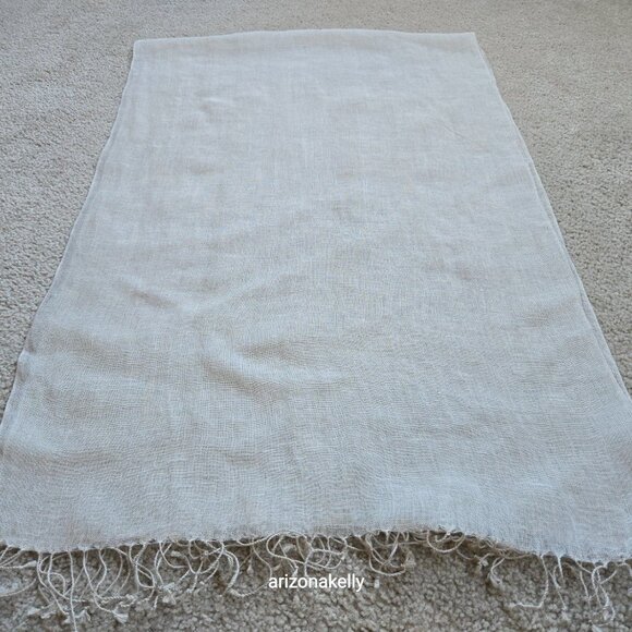 Natural Linen Unbleached Flax Scarf - Picture 7 of 8